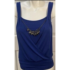 B-Wear California 2-in-1 Top with attached Necklace Womens Size Small Royal Blue